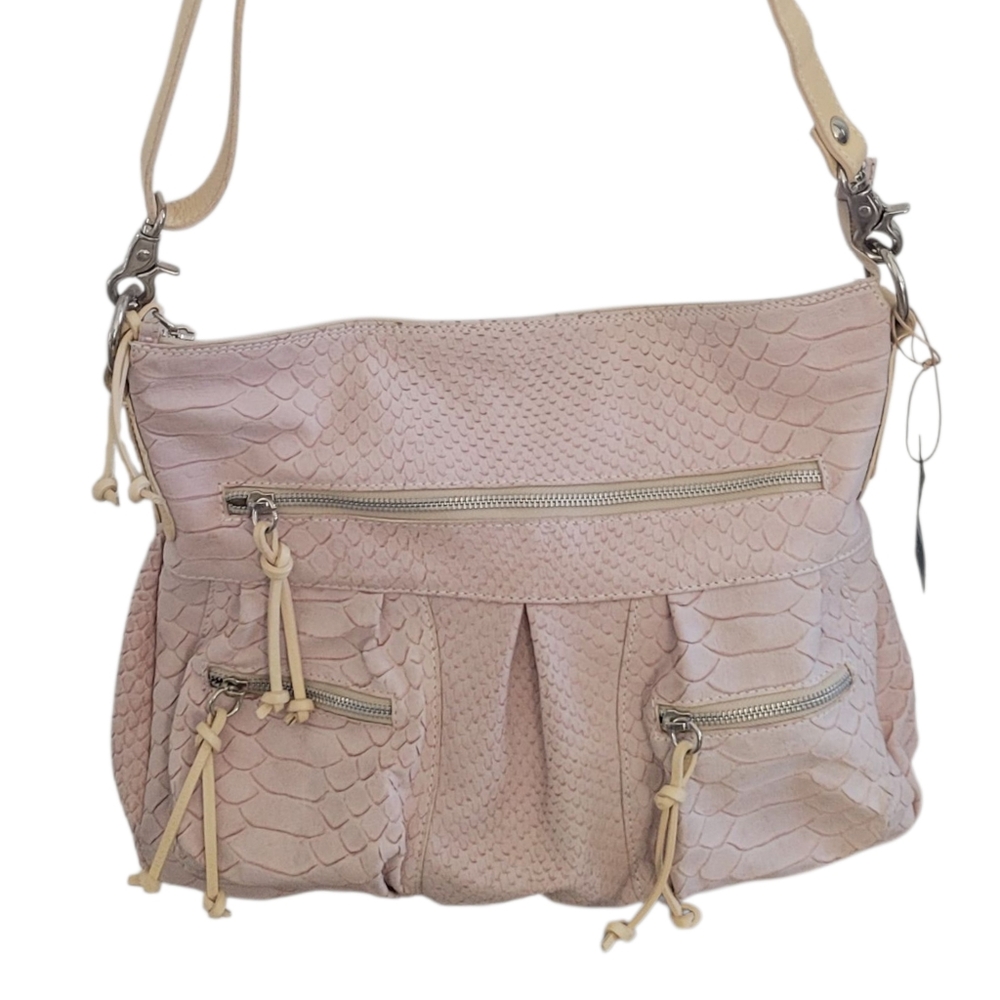 CAVALCANTI GENUINE LEATHER MADE IN ITALY PINK SNAKE PATTERN EXTRA LARGE PURSE